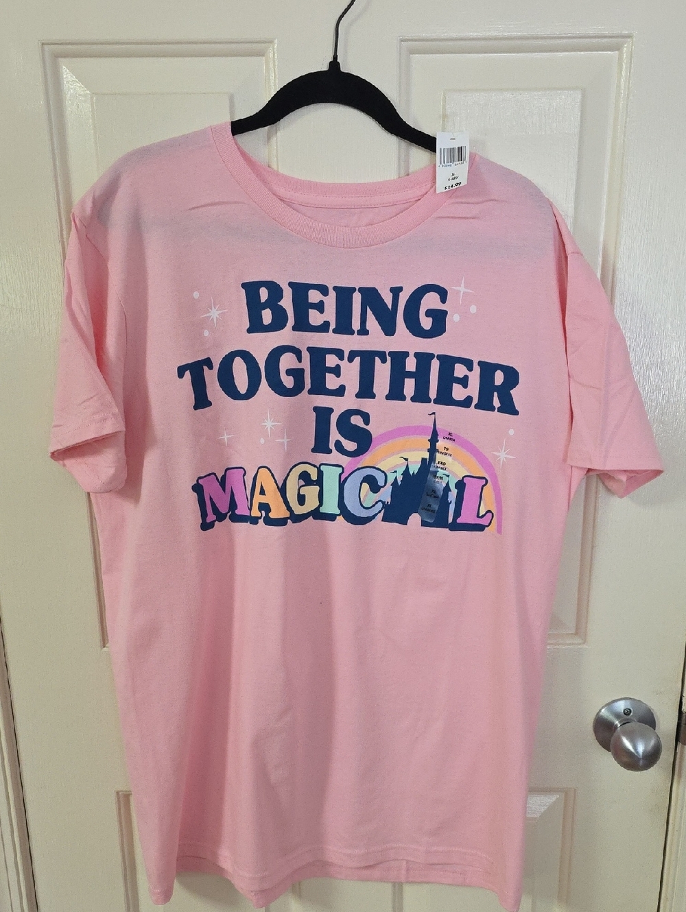 Disney Unisex  Being Together Is Magical Pink Tee Size XL NWT
